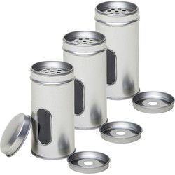 Rond kruidenpotje met strooier - 3x - 10 x 5 cm - Kruidenstrooier - Voorraadblikken