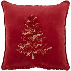 J-line - Kussen Boom Textiel Rood/goud - 45x45x12cm