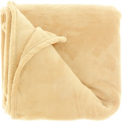 Fleece deken/plaid Claudi 150 x 200 cm - goudgeel - Plaids