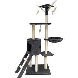 JIPSY Krabpaal donkergrijs 79 x 34 x 138 cm - 3 platforms, 1 zitstok, 1 kennel, 1 trap, krabpalen