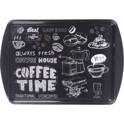 Concorde Dienblad/serveer tray Coffee Time - Melamine - zwart - 38 x 24 cm - rechthoekig - Dienbladen