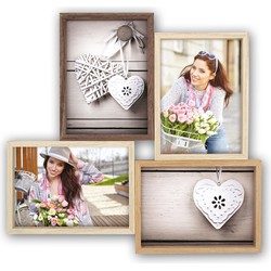 Multi fotolijst met houten frame met 4 lijstjes geschikt voor een foto van 10 x 15 cm - Fotolijsten