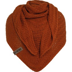 Knit Factory Sally Gebreide Omslagdoek - Driehoek Sjaal Dames - Terra - 220x85 cm - Grof gebreid