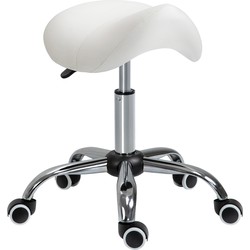 Ergonomische Zadelkruk Kunstleer Amazonekruk in Hoogte Verstelbaar 49-61 cm - Wit