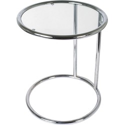 Side table - Glas met Staal, Chroom - 44x54cm