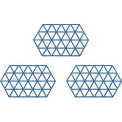 Krumble Siliconen pannenonderzetter Hexagon lang - Blauw - Set van 3
