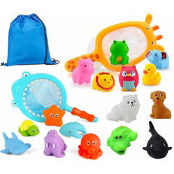 Allerion Bad Squirt Speelgoed Set – 18-delig – Bath Squirters – Zeedieren – Inclusief Netjes en Opberg Tas