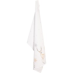 Clayre & Eef Theedoek  50x70 cm Wit Beige Katoen Hert Keukenhanddoek