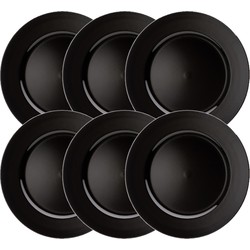 Set van 8x stuks diner onderborden zwart rond kunststof 33 cm - Onderborden