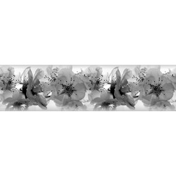 Sanders & Sanders zelfklevende behangrand bloemen zwart wit - 14 x 500 cm - 600063