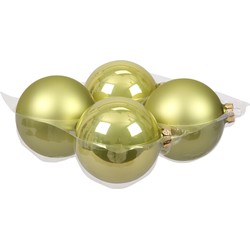 Othmar Decorations grote kerstballen - 4x st - pistache groen - 10 cm - glas - Kerstbal