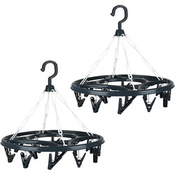 Urban Living Wasgoed droogcarrousel/droogmolen - 2x - 18 clips/knijpers - antraciet - kunststof - 32 cm - Hangdroogrek