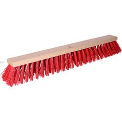 Buemag Bezemkop - Elaston - rood - hout - hard - 60 cm - 24mm - straatbezem/buitenbezem - Bezem