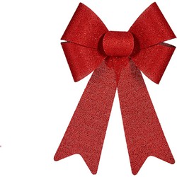 Krist+ Kerstboomversiering strik - rood glitter - 22 x 38 cm - Kersthangers