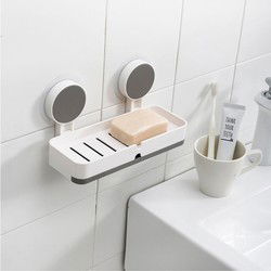 Decopatent® Zeepbakje - Hangende Dubbele zeephouder met zuignap - Zeepschaaltje 2 stuks zeep- Douche - Badkamer - Keuken - Toilet