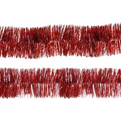 Decoris folie kerstslingers 4x stuks - rood - kunststof - 270 cm - Kerstslingers