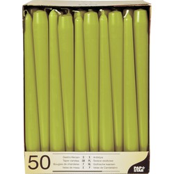 50x stuks dinerkaarsen olijf groen 25 cm - Dinerkaarsen