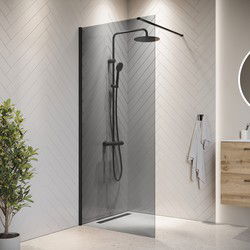 Badplaats Douchewand Rizani 50 x 200 cm - Zwart – Getint Glas Inloopdouche 8 mm Veiligheidsglas