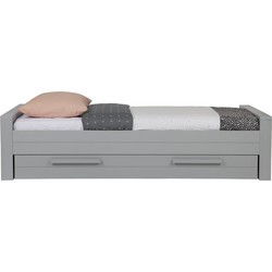 WOOOD Dennis Bed Incl. Lade/Lattenrol - Betongrijs - Grijs - 53x219x95