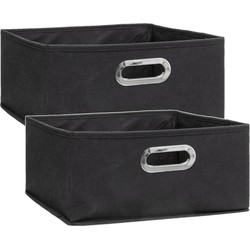 Set van 4x stuks opbergmand/kastmand 14 liter donkergrijs linnen 31 x 31 x 15 cm - Opbergmanden