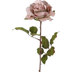 Top Art Kunstbloem roos Glamour - oud roze - satijn - 61 cm - kunststof steel - decoratie bloemen - Kunstbloemen