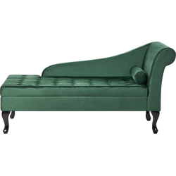 Beliani PESSAC - Chaise longue-Groen-Fluweel