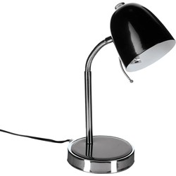 Atmosphera Tafellamp/bureaulampje Design Light - metaal - zwart/zilver - H35 cm - Leeslampje - Bureaulampen