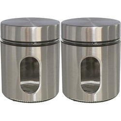 2x stuks voedsel bewaren keuken voorraad pot - zilver metaal - deksel - 700 ml - Voorraadpot