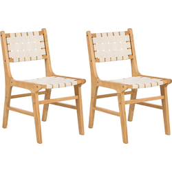 Beliani HUMBLE - Eetkamerstoel-Bruin-Hout
