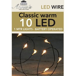 LED INDOOR ZWART DRAAD 10L/1M LED WARM WIT - 10CM AANLOOPSNOER INCL 2X CR2032/IP20