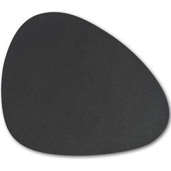 Zeller tafel placemats - 1x - vegan leer - zwart - 34 x 42 cm - Placemats
