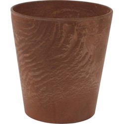 Plantenpot/bloempot in een natuursteen look Dia 17 cm en Hoogte 15 cm dark terra cotta - Plantenpotten