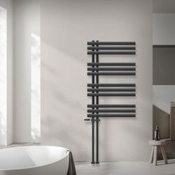 Badkamerradiator middenaansluiting 600x1000 mm antraciet met onderaansluitset LuxeBath