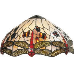 Lumilamp Lampenkap Tiffany Beige Rood Glas Libelle