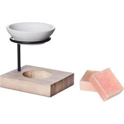 Ideas4seasons Amberblokjes/geurblokjes cadeauset - roos geur - inclusief geurbrander - Geurbranders