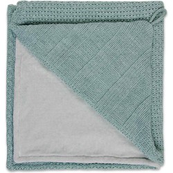 Baby's Only Gebreide wikkeldeken - Omslagdoek baby Robust - Chenille voering - Stonegreen - 75x75 cm