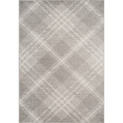 Safavieh Modern Plaid Indoor Woven Area Rug, Adirondack Collection, ADR129, in Light Grey & Ivory, 155 X 229 cm