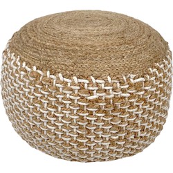 SVJ Poef Rond - 50 x 50 x 35 cm - Katoen/Jute - Bruin