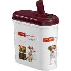 Kattenvoer/hondenvoer Sunware huisdieren voedsel/voercontainer - grote bus - kunststof - 2.2 liter - strooidoos - Voorraadblikken
