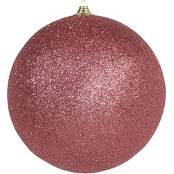 Othmar Decorations Kerstbal - koraal - D18 cm - kunststof - glitter - Kerstbal