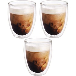 Koffiekopjes/theeglazen - 5x stuks - 300 ml - Barista - Dubbelwandige glazen - Koffie- en theeglazen