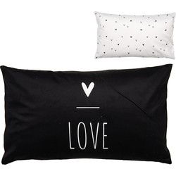 Clayre & Eef Kussenhoes Zwart Wit Polyester