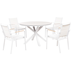 MALETTO/BUSSETO - Tuinset voor 4 - Wit/Taupe - Aluminium