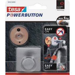 1x Powerbutton haakjes large vierkant Tesa - Handdoekhaakjes