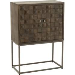 J-line - Kast Pino Metaal/mangohout Bruin/grijs - 76x40x122cm