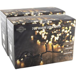 Svenska Living 2x stuks kerstverlichting warm wit 700 lampjes 1400 cm - Kerstverlichting kerstboom