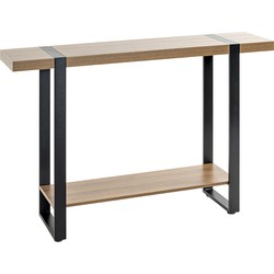 Haltafel| 2 Planken | Warm Eiken Dekor| Staal | Zwart | 120x82x30cm