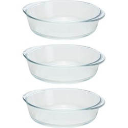 3x Ovenschotels rond glas 1,5 liter - Ovenschalen