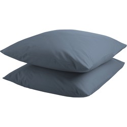 DoubleDry Kussensloop 2 stuks - 100% natuurlijk katoen - 2x 60x70 - ijsblauw