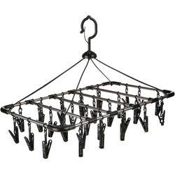 5five Droogcarrousel - kunststof - 32 knijpers - 52 x 39 cm - zwart - Hangdroogrek